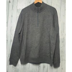 Tommy Bahama Mid Grey Knit Half Zip Contrast Stitching Sz L EST